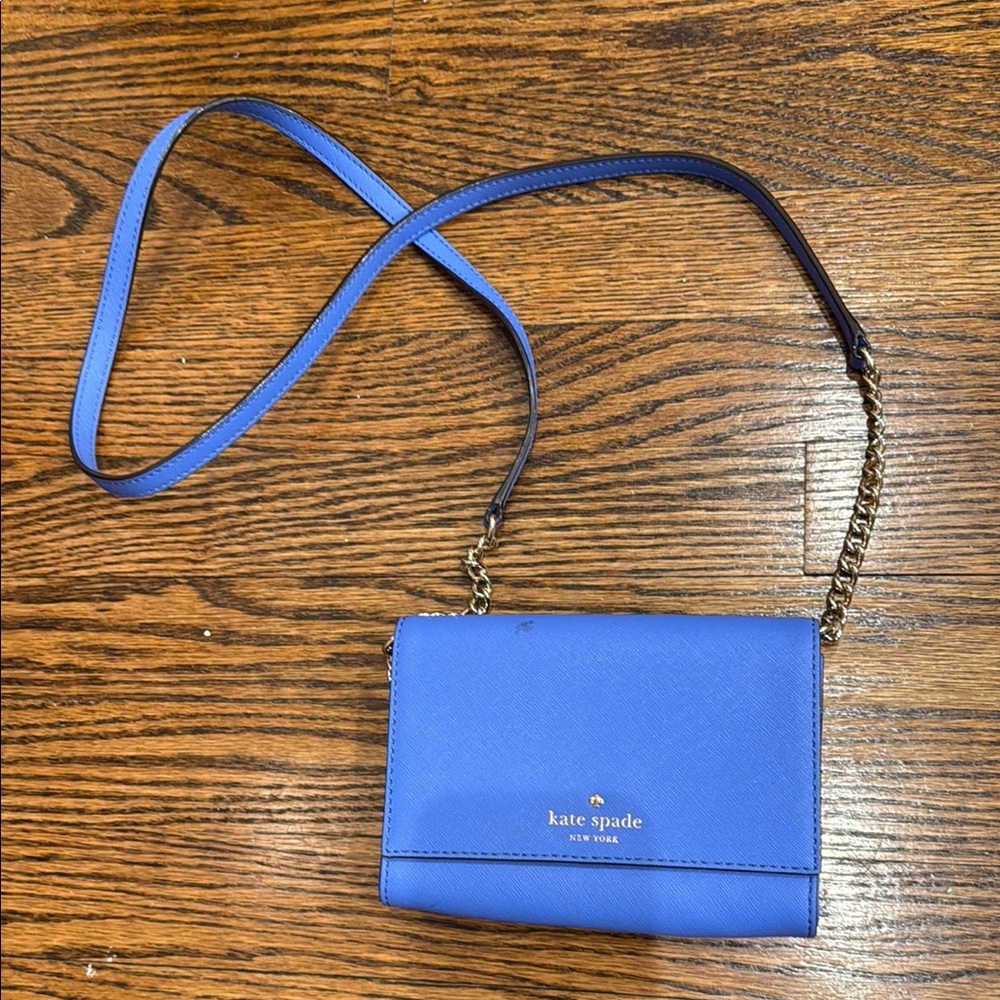 SOLD - Kate Spade Blue Crossbody Bag with Flap Closure